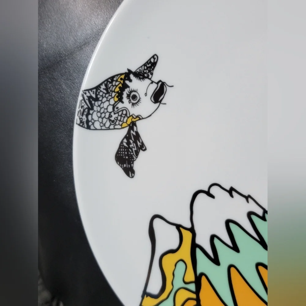 IKEA Sweden Flying Koi Fish Over Mountains 11” Dinner Plate 23102 Made in Poland
